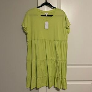 NWT! Time and Tru Large (12-14) Flutter Tiered Dress Lime Green!